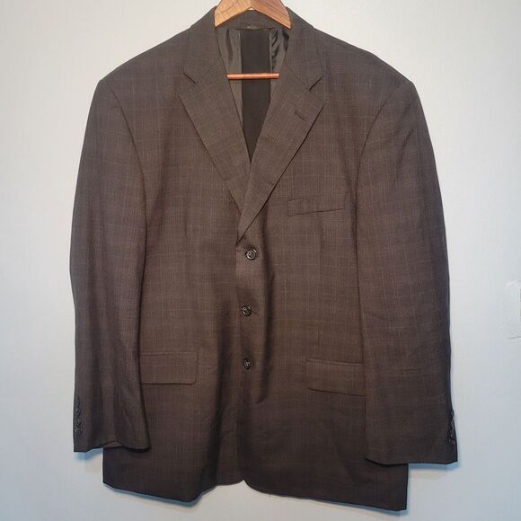 Haggar‎ Jacket/Blazer Mens Size 46R Black 3 Button Closure Fuax Front Pockets - Picture 1 of 12